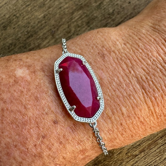Kendra Scott Magenta/Purple Jade *Bracelet in Silver Adjustable - Picture 2 of 4